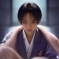 林默，天马爱看主编，短发戴眼镜的中年男性，表情沉稳，坐在满是书籍的书架前，气质内敛而专注