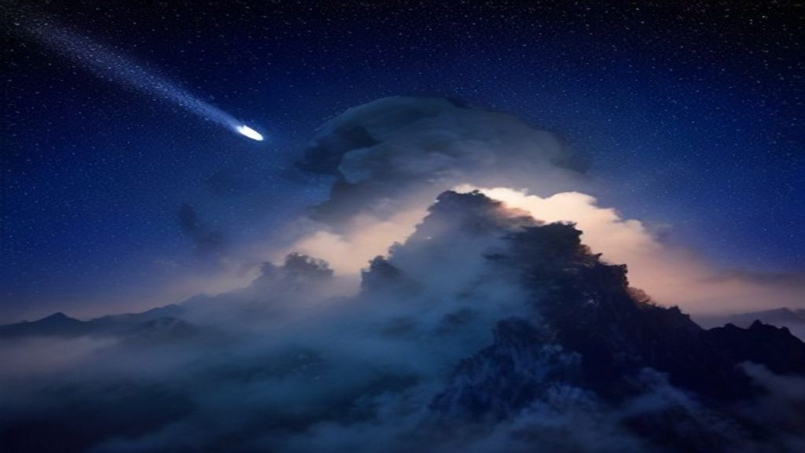 深邃的星空夜幕下，一匹白色骏马在霓虹光芒中奔驰，象征天马爱看自由探索、不设边界的内容理念